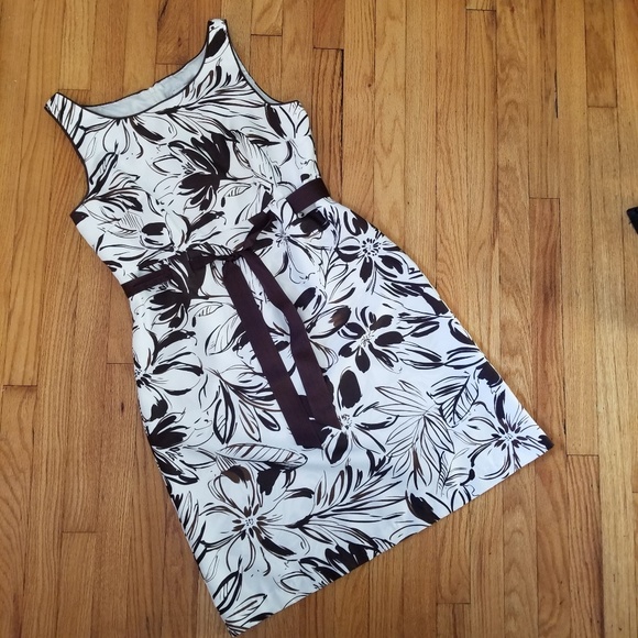 Dress Barn Dresses & Skirts - Dressbarn Floral Cocktail Dress White Brown 12